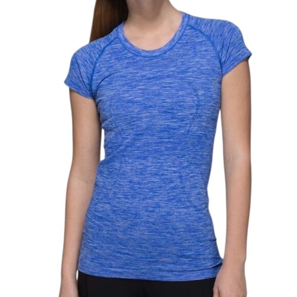 Lululemon Swiftly Tech Short Sleeve Crew - Space Dye Heathered Harbour Blue - Picture 1 of 10